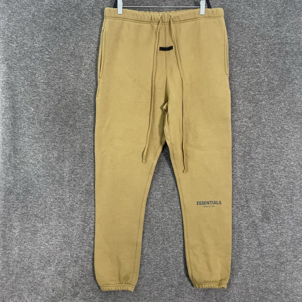 Fear Of God Essentials Pants Mens XL Beige Fleece Sweatpants Joggers Drawstring